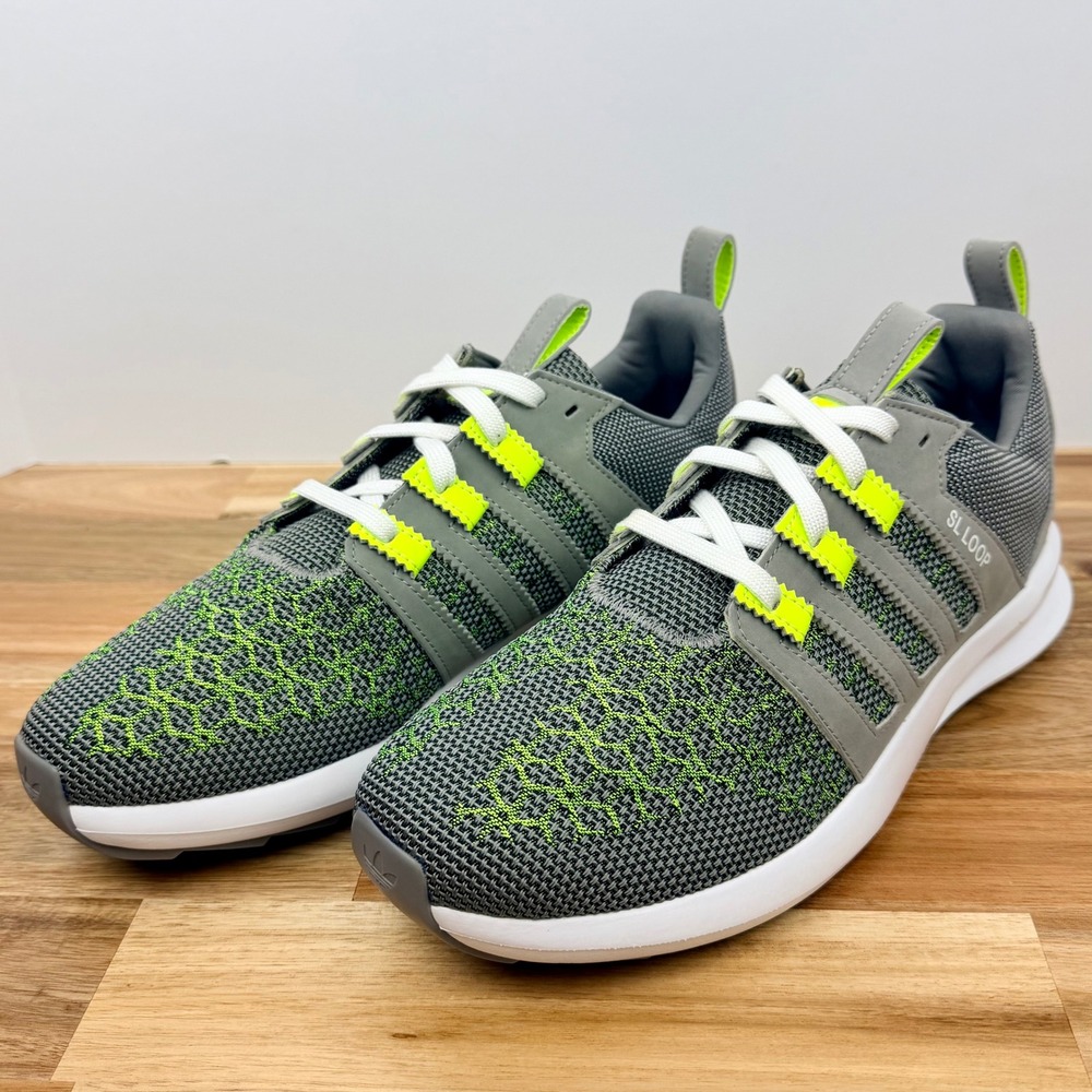 Adidas SL Loop Men Gray Neon Running Casual Sneakers Shoes US 9.5
